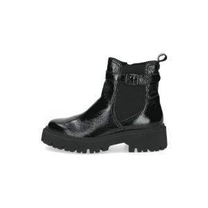 Ghete din piele cu segment din material textil - Negru imagine