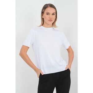 Tricou din amestec de lyocell cu decolteu la baza gatului - Alb imagine