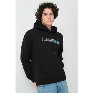 Hanorac cu logo si buzunar kangaroo - Negru/Albastru prafuit imagine