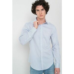 Camasa regular fit cu dungi discreta - Alb/Albastru prafuit imagine
