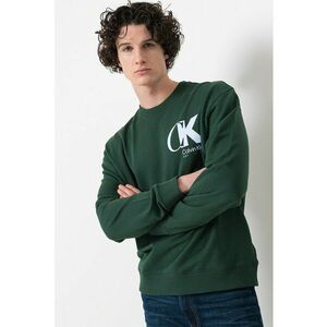 Bluza de trening lejera cu imprimeu logo pe piept - Verde englez/Albastru glaciar imagine