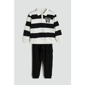 Set de bluza polo si pantaloni de trening - Alb/Negru imagine