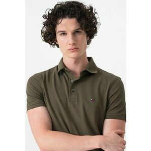 Tricou polo slim fit din amestec de bumbac organic - Kaki inchis imagine