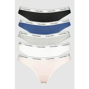 Set de chiloti tanga cu logo - 5 perechi - Negru/Roz imagine