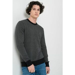 Pulover din amestec de bumbac organic cu model - Negru/Alb murdar imagine