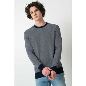 Pulover din amestec de bumbac organic cu model - Alb/Albastru ultramarin imagine