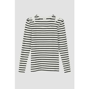Bluza slim-fit cu decupaje - Alb/Negru imagine