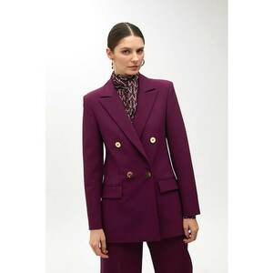 Sacou slim fit cu doua randuri de nasturi - Violet tyrian imagine