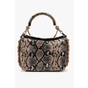 Geanta de umar cu model si bareta ajustabila - Negru/Maro nisip imagine