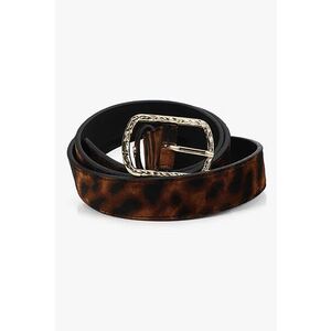 Curea cu animal print si catarama metalica - Maro scortisoara/Negru stins imagine