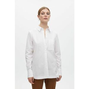 Camasa de bumbac cu nasturi laterali decorativi - Alb optic imagine