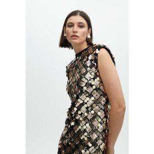 Rochie midi cu paiete - Auriu/Negru imagine