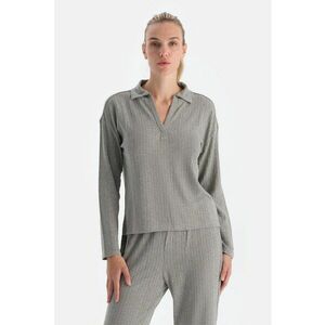 Bluza polo cu aspect texturat - Maro taupe deschis imagine