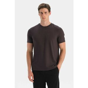 Tricou regular fit cu decolteu la baza gatului - Maro inchis imagine