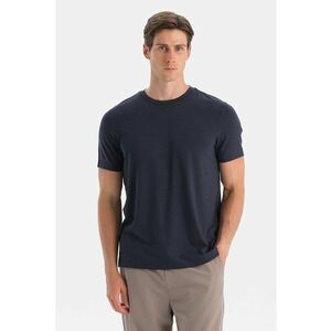 Tricou regular fit cu decolteu la baza gatului - Bleumarin imagine