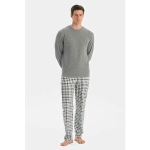 Pijama lunga din amestec de bumbac - Gri deschis imagine