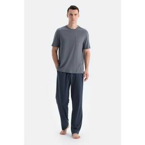 Pijama de bumbac si modal - Gri carbune imagine