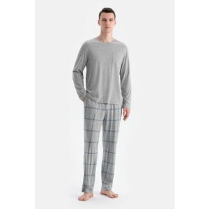 Pijama din amestec de bumbac - Gri deschis imagine