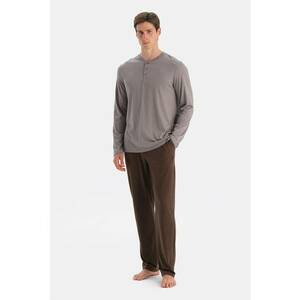 Pijama uni din amestec de bumbac - Maro/Maro taupe deschis imagine