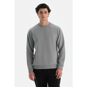 Bluza de trening cu decolteu la baza gatului si margini striate - Negru/Gri deschis imagine