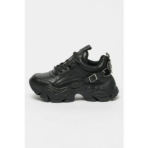 Pantofi sport demi-wedge de piele ecologica cu logo metalic - Negru imagine