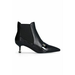 Botine Chelsea de piele cu monograma metalica - Negru imagine