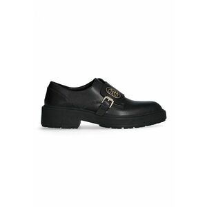 Pantofi de piele cu monograma metalica - Negru imagine