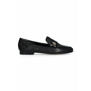 Pantofi loafer de piele cu monograma metalica - Negru imagine