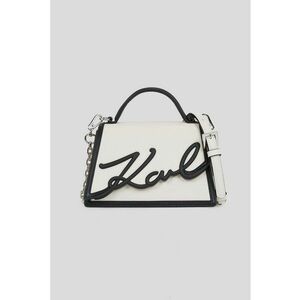 Geanta crossbody de piele cu logo supradimensionat - Alb fildes/Negru imagine