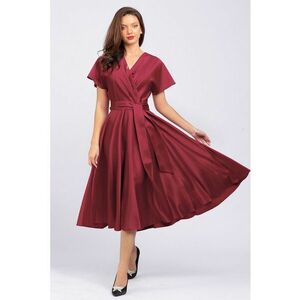 Rochie midi evazata cu aspect satinat imagine