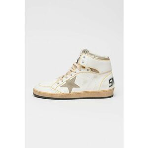 Pantofi sport Sky Star mid-cut din piele cu garnituri din piele intoarsa - Alb/Maro taupe deschis imagine