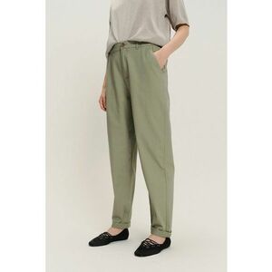 Pantaloni uni din amestec de modal - Kaki imagine