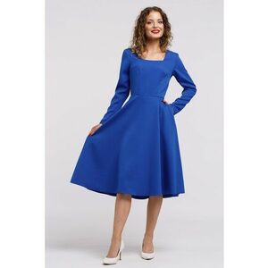 Rochie midi evazata - Albastru royal imagine