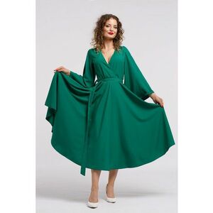 Rochie cu croiala petrecuta si decolteu in V - Verde padure imagine