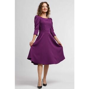 Rochie midi evazata cu fermoar - Violet imagine