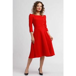 Rochie midi evazata cu fermoar - Rosu imagine
