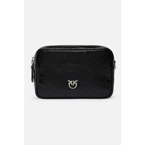 Geanta crossbody de piele cu doua compartimente - Negru imagine