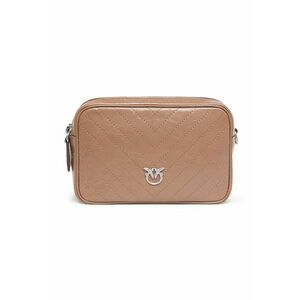 Geanta crossbody de piele cu doua compartimente - Bej imagine