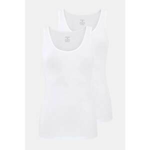 Set de top-uri slim fit cu decolteu rotund - 2 piese - Alb optic imagine