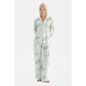 Pijama lejera cu model floral - Verde pal imagine