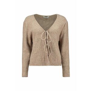 Pulover slim fit cu decolteu in V - Maro deschis melange imagine