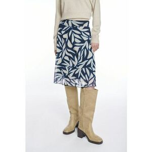 Fusta midi cu model - Alb/Bleumarin imagine