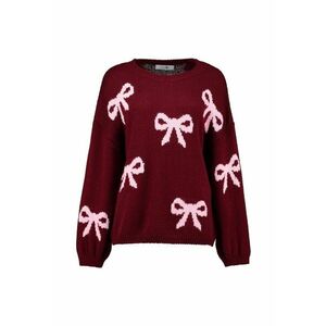 Pulover cu model si funde - Visiniu/Roz pal imagine