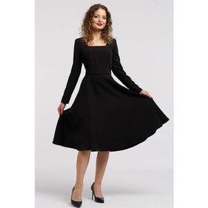 Rochie midi evazata - Negru imagine