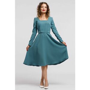 Rochie midi evazata - Turcoaz imagine