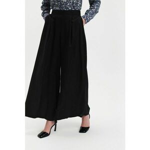 Pantaloni cu croiala ampla si talie inalta - Negru imagine