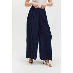 Pantaloni cu croiala ampla si talie inalta - Bleumarin imagine