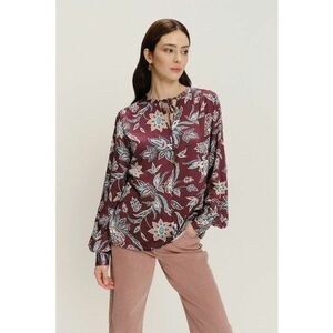 Bluza cu imprimeu floral - Alb/Visiniu/Albastru imagine