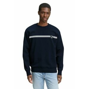 Bluza de trening cu decolteu la baza gatului si imprimeu grafic - Alb/Bleumarin imagine