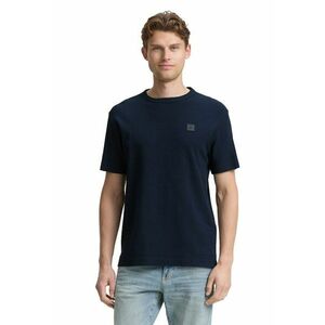 Tricou regular fit din bumbac cu decolteu la baza gatului - Albastru ultramarin imagine